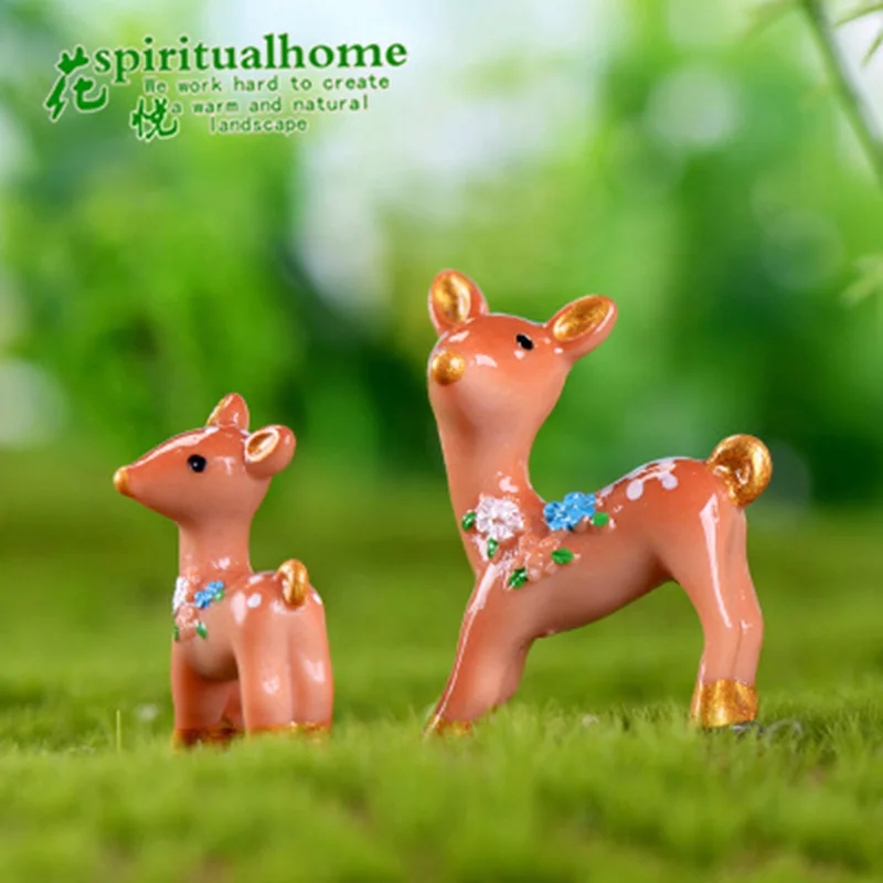 Рождество цветок сливы олень мох микро Пейзаж украшения мини статуя оленя Смола