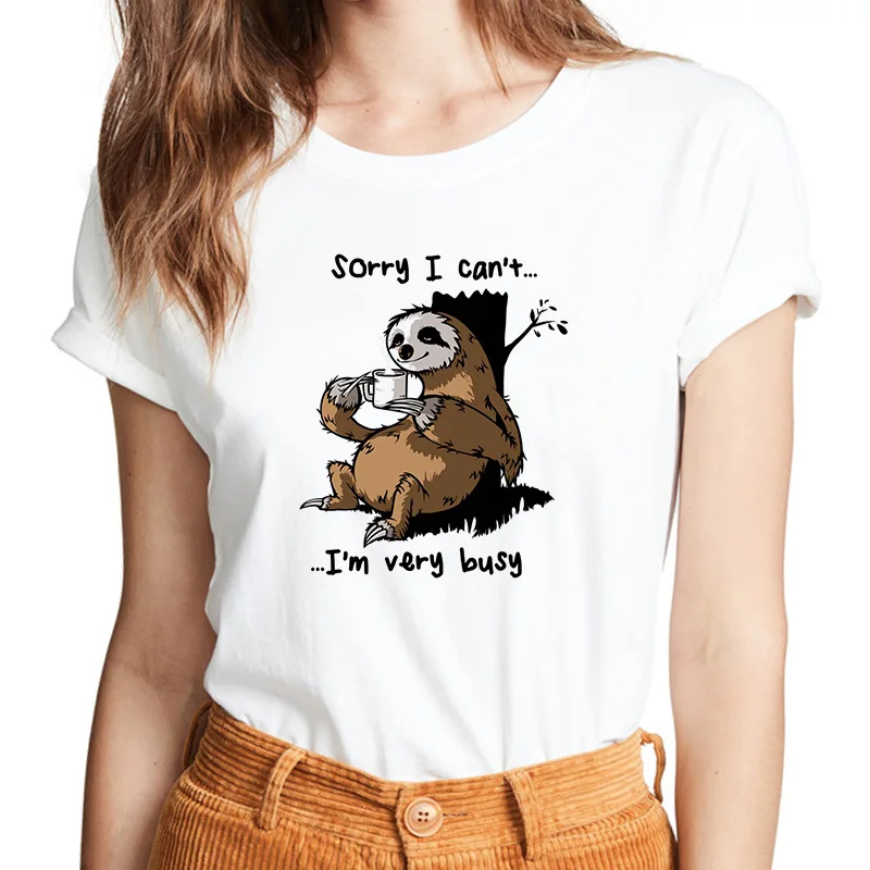 Извините я не могу быть очень занят футболка с принтом Folivora Новая Летняя Повседневная коротким рукавом и