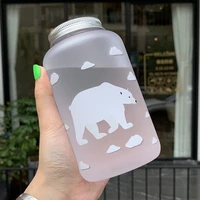 500ml plastic bottle cartoon frosted water bottles leak proof drinkware whale bear pattern transparentmatte cup