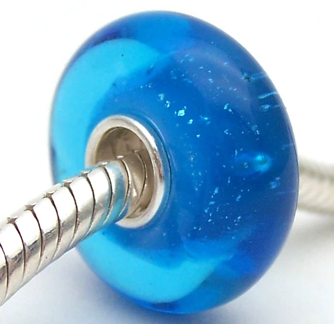 

PJG2687 100% S925 Sterling Silver Beads Murano Glass beads Fit European Charms Bracelet charms diy jewelry Lampwork GlassBeads