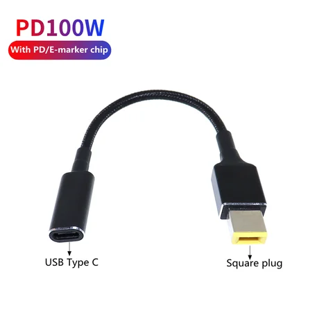 KYMISON переходник USB Type C «Мама» в «Квадратный», черный, 100 Вт