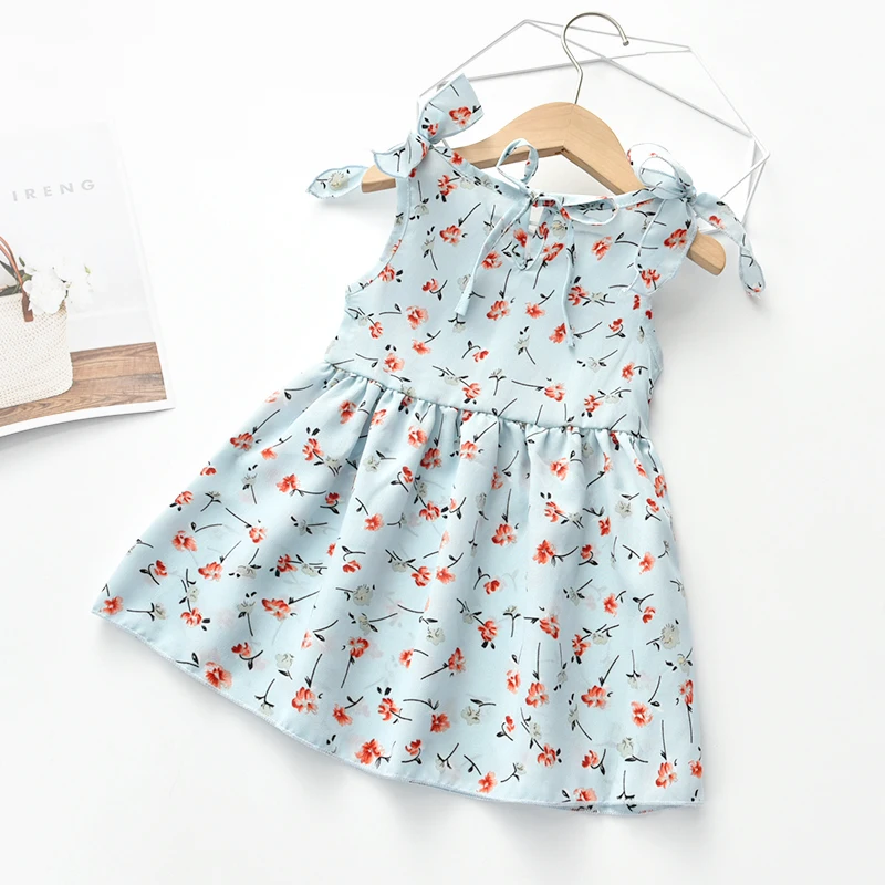 Детское летнее платье без рукавов белого и синего цвета | Детская одежда обувь