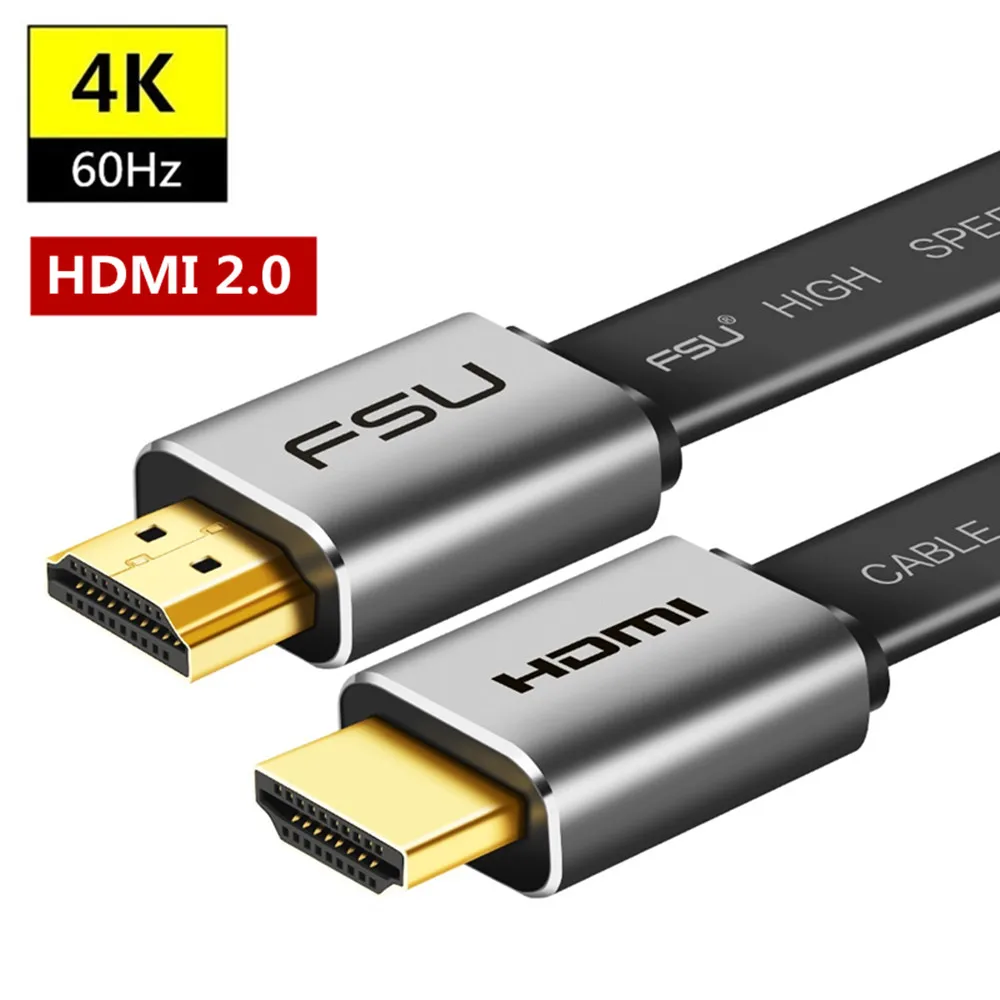 Тонкий hdmi 1,4 2,0 плоский кабель позолоченный штекер HDMI кабель 4K 60hz 1080p 3D 0,3 m 0,5 M 1M 1,5 M 2m 3m для ПК проектор PS4 - Цвет: 4K 60hz