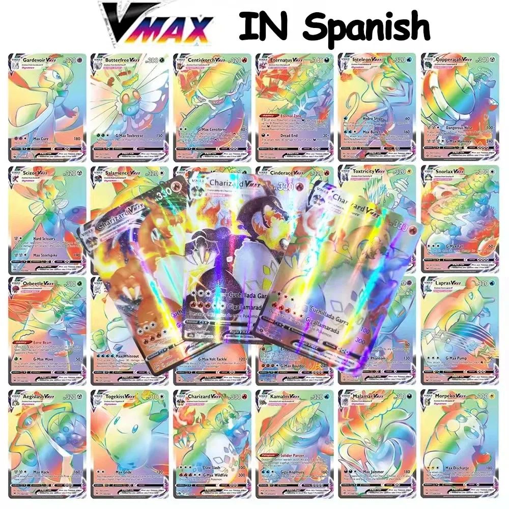 

50-200Pcs New Pokemon Cards in Spanish GX VMAX V Trainer Energy Holographic Playing Cards Game Castellano Espaol Children Toy