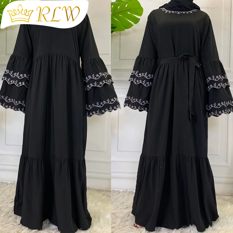 

Hot Sale Dubai Muslim Dress Morrocan Dress Women Islamic Dresses With Embroidery Long Sleeve Kaftan Modest Dress Eid Gown