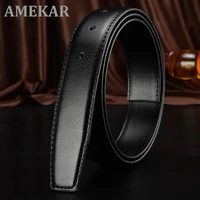 no buckle genuine leather belt strap for automatic buckle pin buckle 2 4cm 2 8cm 3 0cm 3 2cm 3 5cm 3 8cm width men belt black