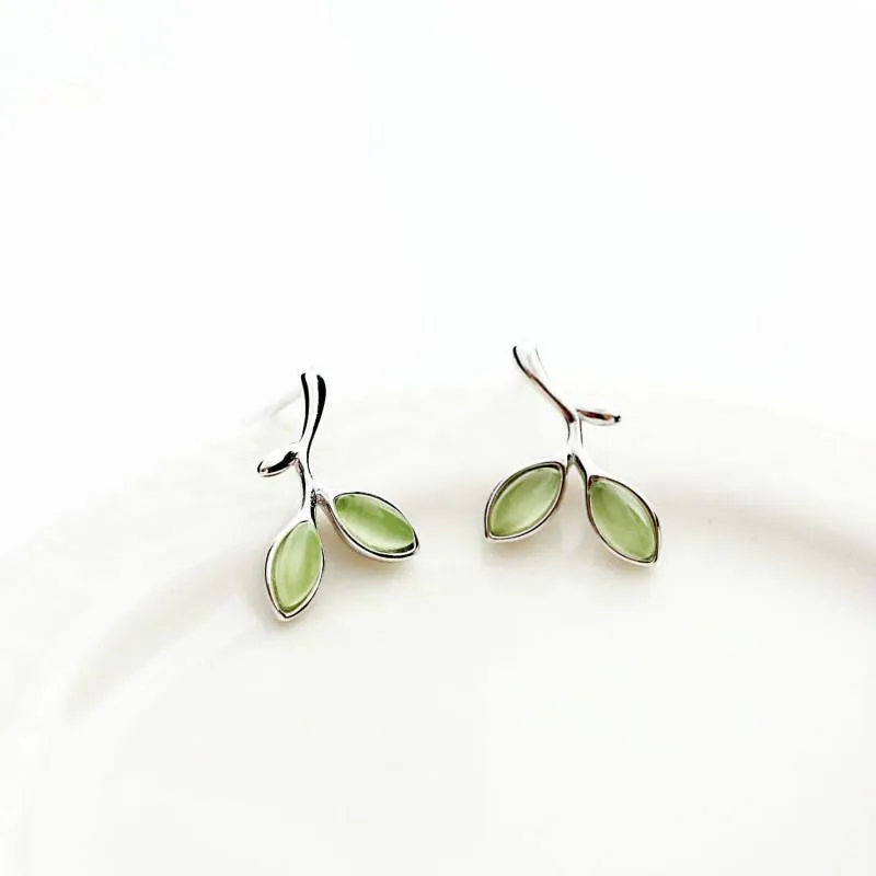

Korean 925 Sterling Silver Green Opal Earring For Women Wedding Party Engagement Prevent Allergy Fashion Jewelry eh265
