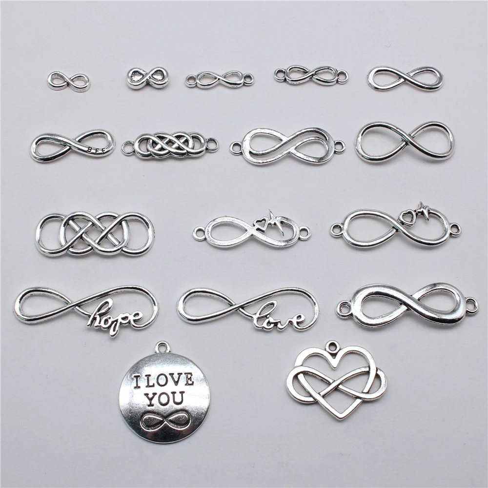 

10pcs Charms Infinity Symbol Antique Silver Color Plated For DIY Jewelry Making Infinity Connector Charms