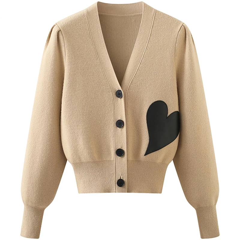 

Spring And Autumn V Neck Women Knitted Coats Cardigan Sweater Outerwear Single Breasted Long Sleeve Casual Slim Jackets