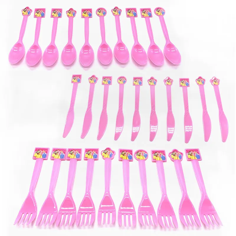 

Snow White Princess Disposable Forks Birthday Party Supplies Baby Shower Decoration Six Princess Spoons Knives Plastic Tableware