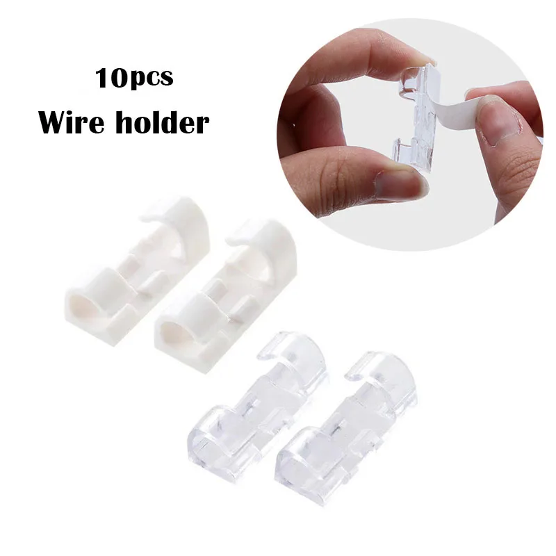 

10pcs 7/11mm Acrylic Material Wire Holder Home Storage Cable Organizer Universal Storage Hook for Household Wall