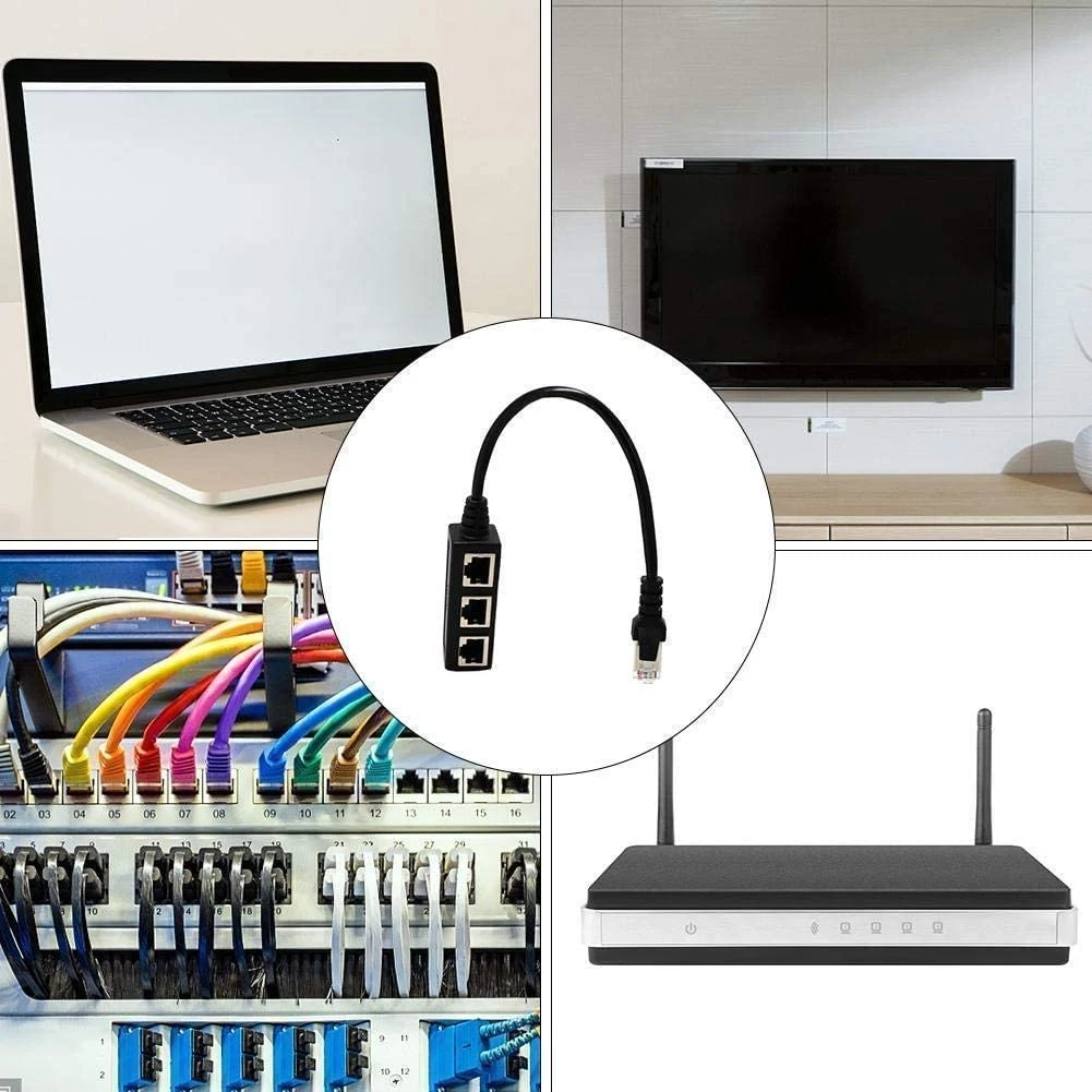 Универсальный сетевой Разветвитель RJ45 1 штекер-3 гнезда адаптер Ethernet LAN для Super Cat5