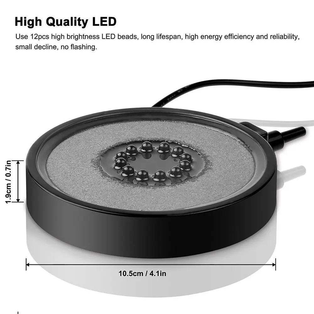4 &quotмногоцветный ed аквариум светодиодный воздушный каменный диск круглая форма
