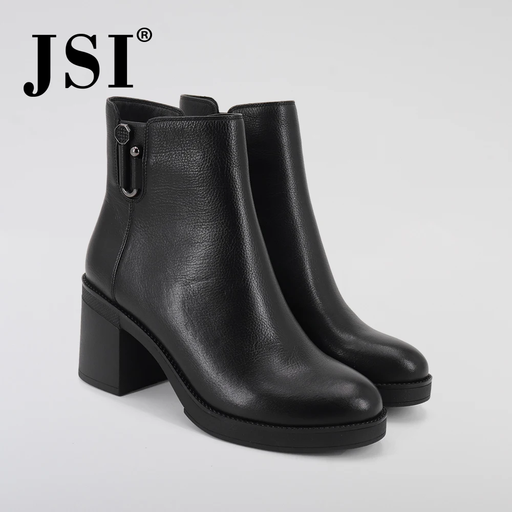 JSI/зимние женские ботинки однотонные до середины икры из натуральной кожи