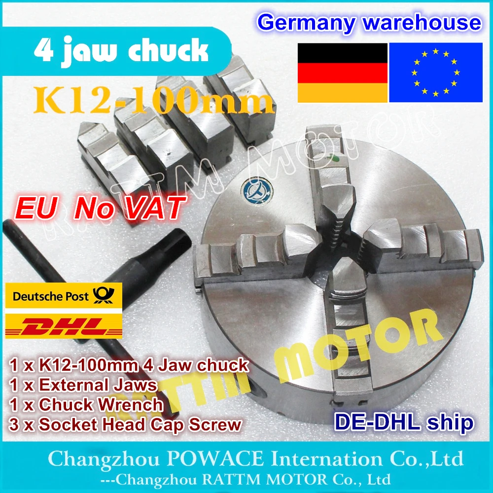 DE ship free VAT K12-100mm 4 jaw self-centering chuck Manual chuck Four 4 jaw chuck Machine tool Lathe chuck for CNC Router