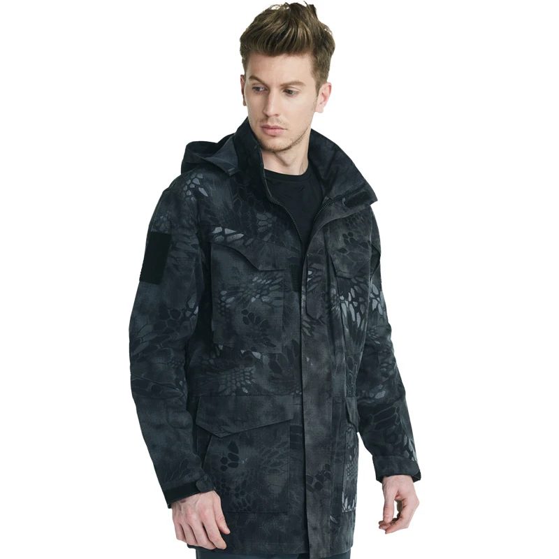 

Tactical Coat Men's Camouflage Jacket M65 Trench Coat Men's Waterproof Medium and Long Tactical Trench Coat Python Pattern