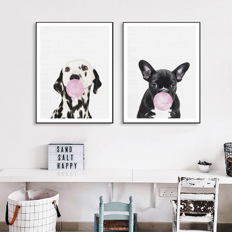 

Dalmatian Dog Art Painting Bubble Animal Wall Pictures French Bulldog Art Prints Nursery Decor Photography Posters Canvas