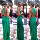 2021 Зеленое Шифоновое Платье для подружки невесты, наряды до пола с перекрещивающимися лямками через шею, платье для свадебной вечеринки, платье для подружки невесты, платье для подружки невесты