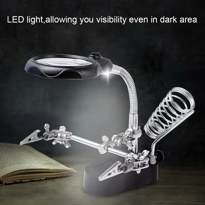 Подставка держатель для паяльника со светодиодсветильник|Лупы| |