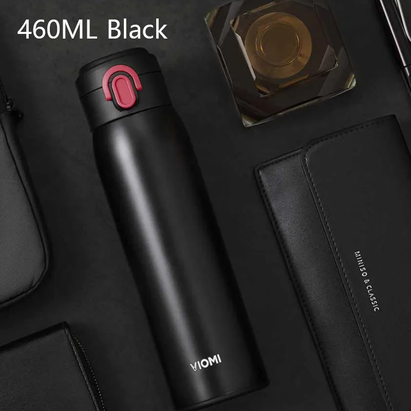 460ml Black Xiaomi VIOMI 300/460 мл Термос из нержавеющей стали чашка для путешествий Термокружка 12 ч Вакуумная бутылка кружка для нагрева воды портативная Спортивная холодная чашка - Цвет: 460ml Black