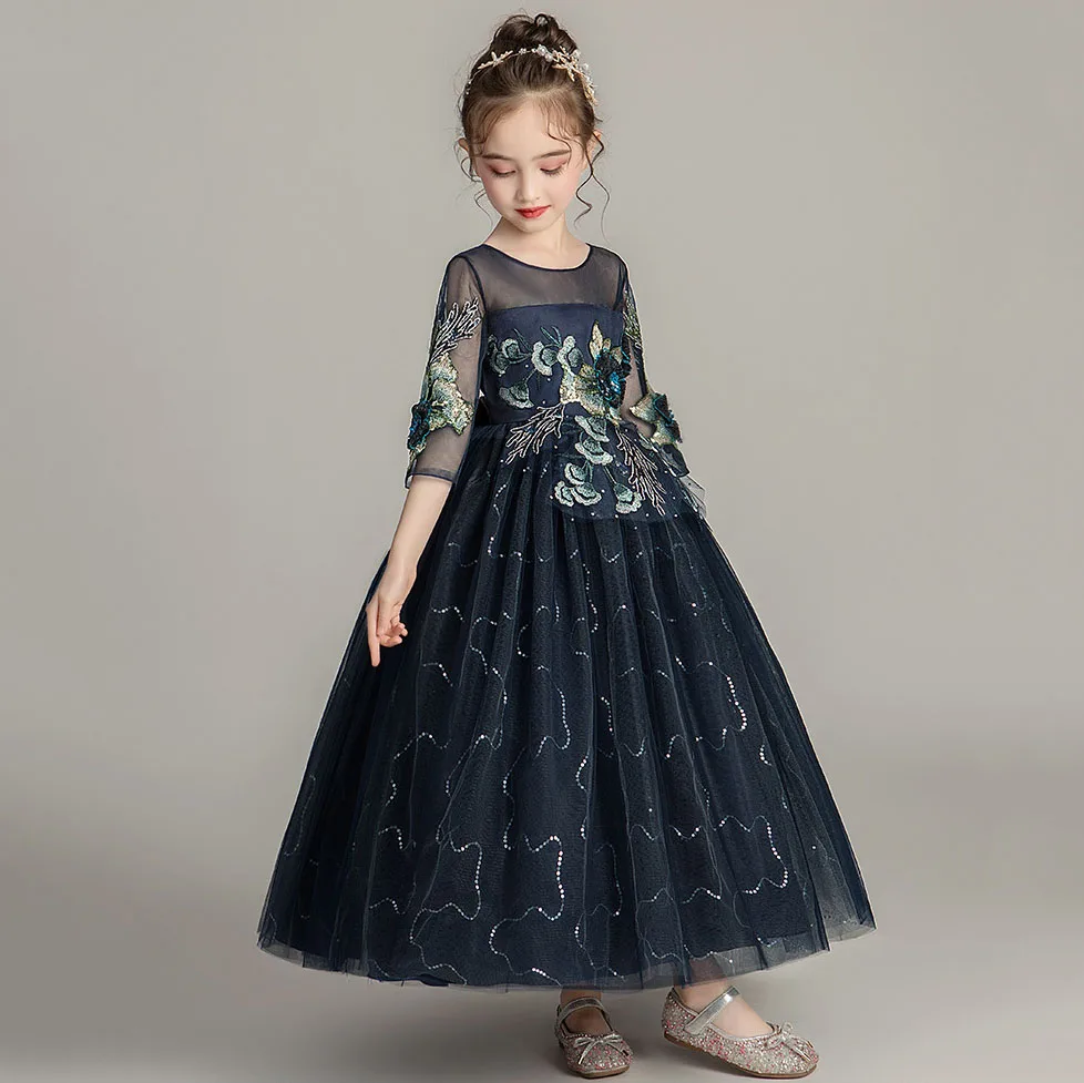 

Elegant Glitz Holy Teenagers Kids Princess Birthday Baptism Flower Girls Ball Gown Prom Performance Show Children's Party Dress