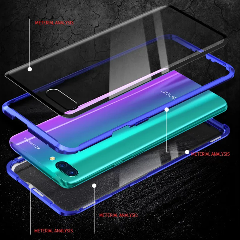 Магнитный чехол для huawei honor 10 облегченное закаленное стекло Двусторонняя крышка на huwei honor 10 light honer 10 lite флип-чехол
