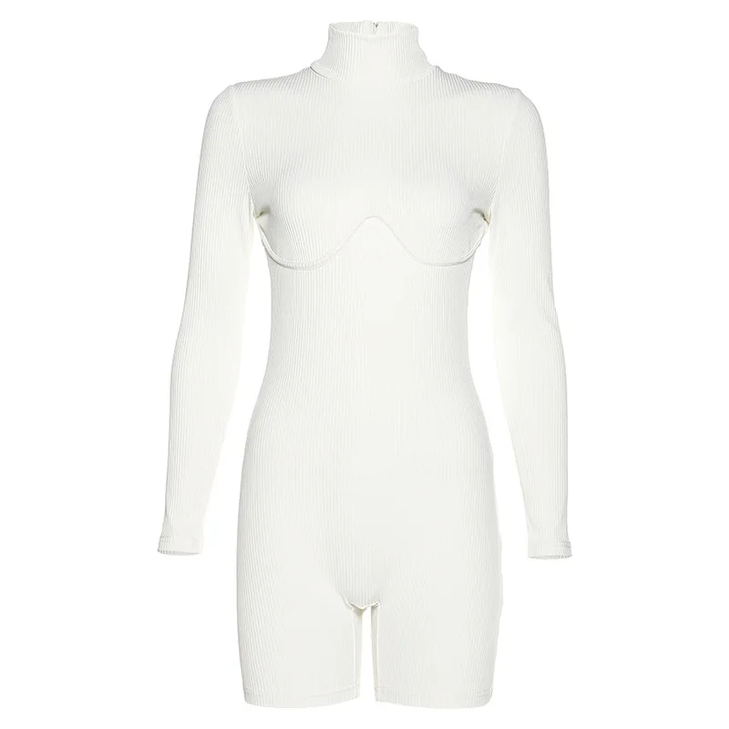 

92P1736070 Spring fashion slim casual women's knitting thread high waist tight long sleeve Jumpsuit women jumpsuits