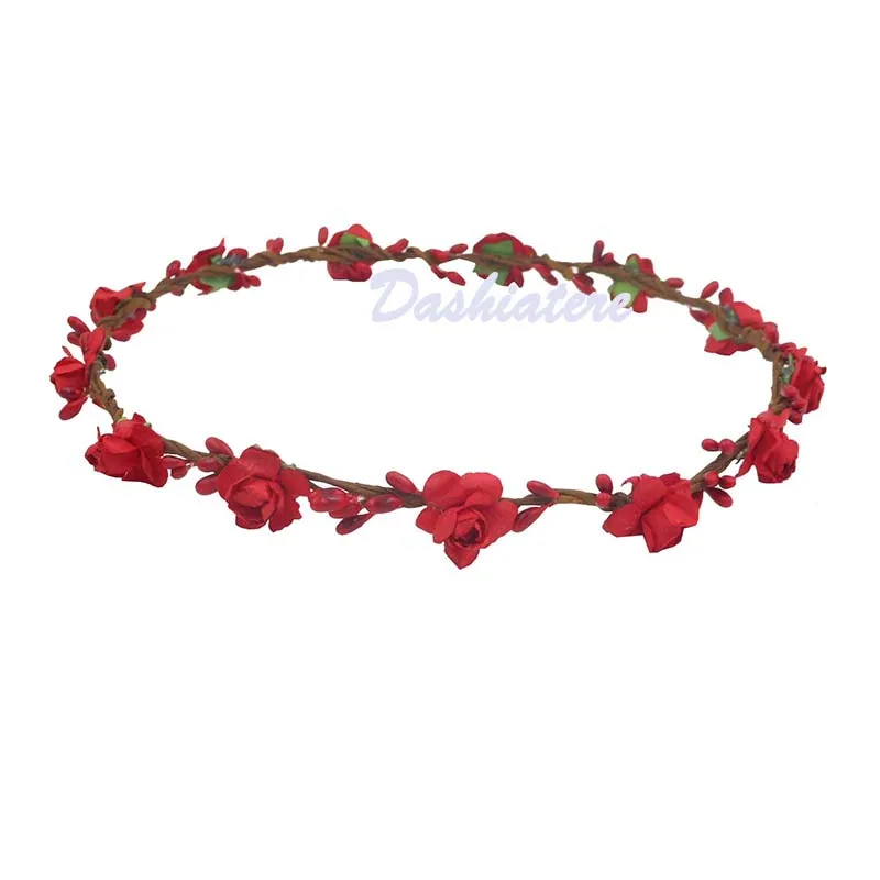 Красная повязка на голову простые маленькие бумажные цветы сливы свадебные