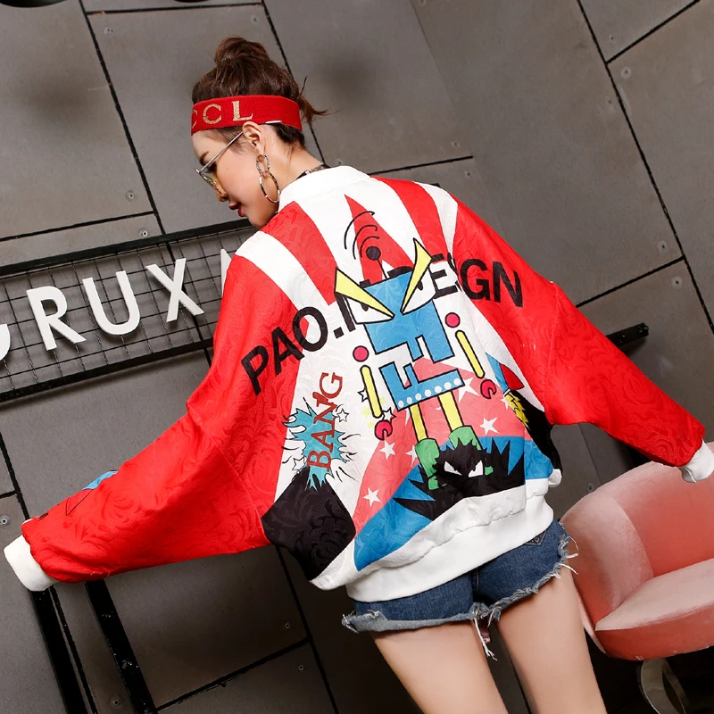 Куртка женская демисезонная с мультяшным принтом LYW67|Женские куртки| |