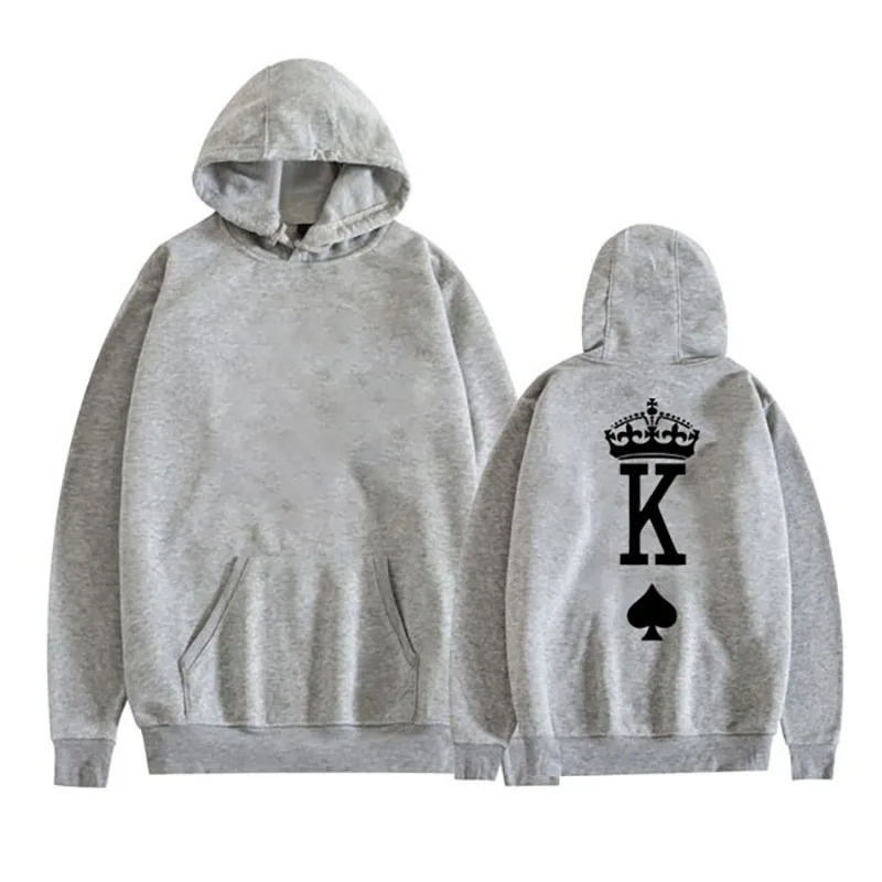 Couples King and Queen Print Hoodie Long Sleeve Hooded Sweatshirt