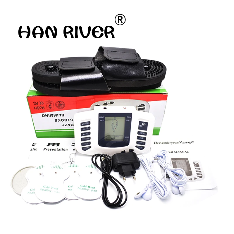 

JR-309 Electrical Stimulator Full Body Relax Muscle Massager Pulse Tens Acupuncture Therapy Slipper+4 Electrode Pads