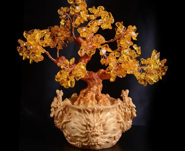 

Натуральное Хрустальное дерево на удачу Moneybag дерево на удачу дерево для денег Дерево для бизнеса ремесло Подарочное украшение