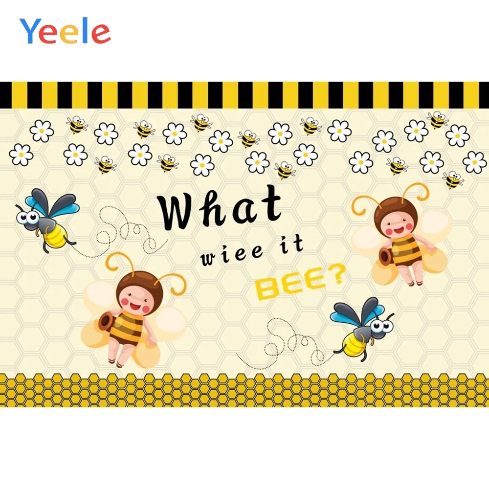 Yeele Newborn Baby Shower Boy Girl Birthday Party Photo Background Flower Honey Bee Yellow Photography Backdrop for Studio | Электроника