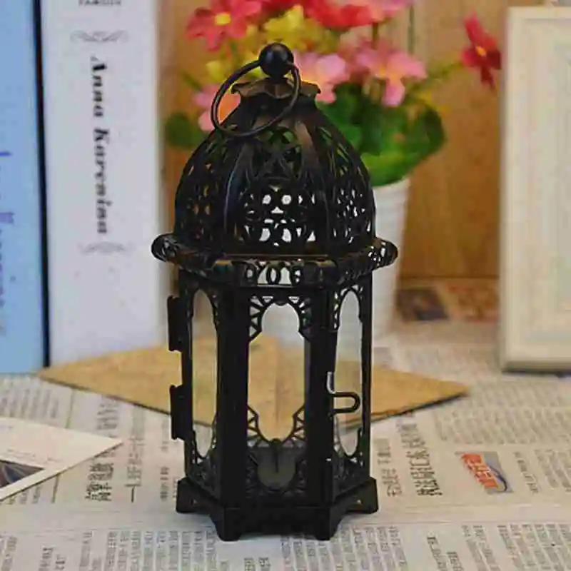 

Wrought Iron Glass Wind Light Candle Holder Hanging Indoor Great Wedding For Patio outdoors Lantern Events Party G1B9