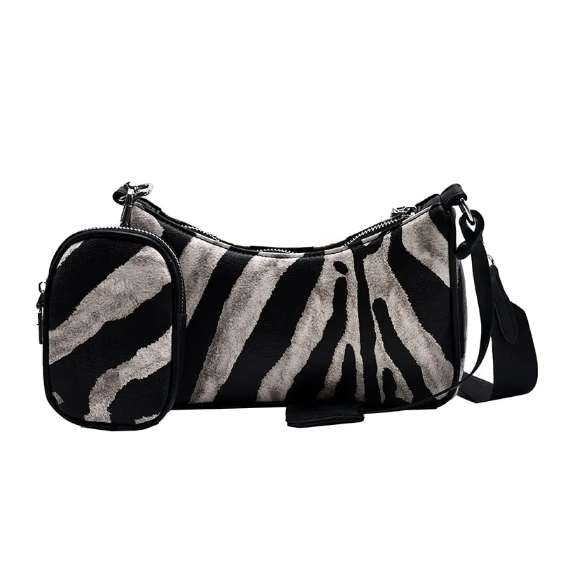 

2 Pcs/set Zebra Pu Leather Small PU Leather Crossbody Bags For Women 2020 trend Shoulder Handbags Female Designer Hand Bag
