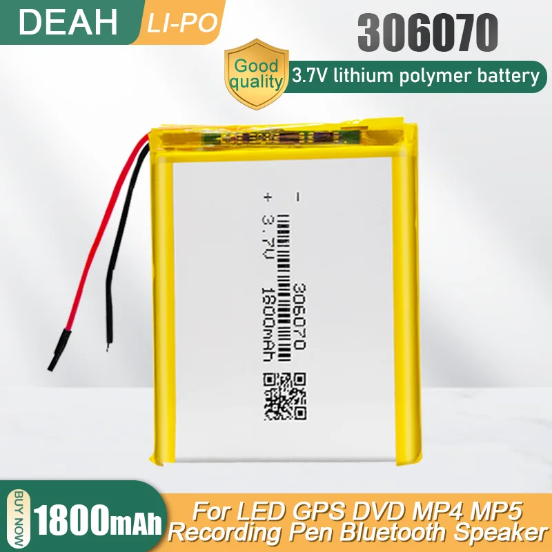 3.7V 1800mAh 306070 Polymer Lithium Battery For MP4 MP5 GPS PSP MID LED Light Reader Tablet Mobile Power Rechargeable - купить по