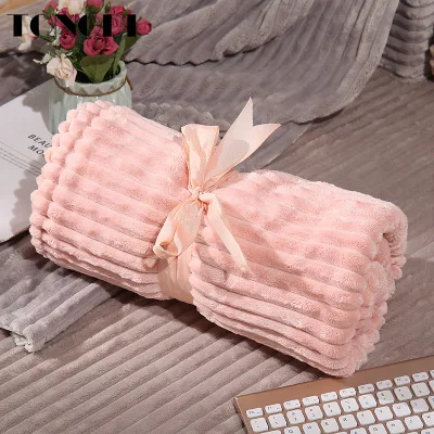 Модное однотонное вертикальное мягкое теплое легкое Флисовое одеяло TONGDI на