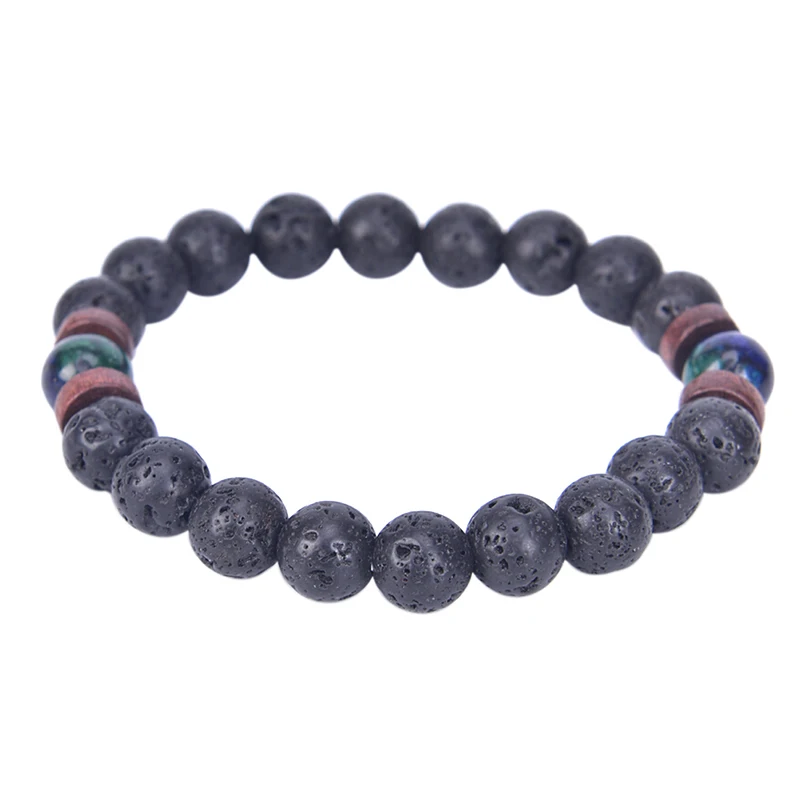 Браслет для мужчин бусина из лавового камня Тибетский браслет с изображением
