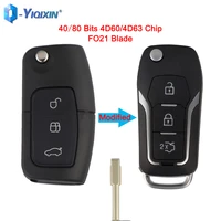 yiqixin 433mhz smart modified car 3 buttons key for ford fusion focus mondeo fiesta c max s galaxy vehicle fo21 4d60 4d63 chip