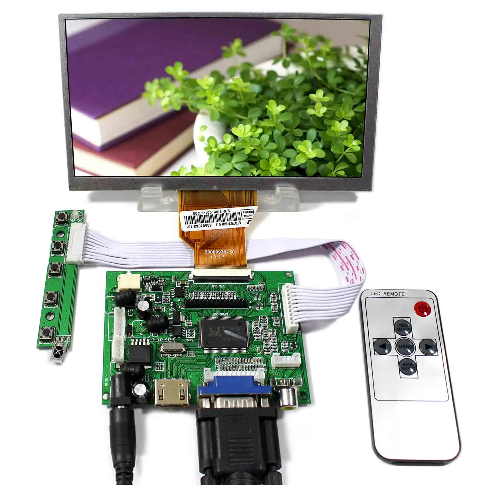 

7" inch 800X480 TFT LCD Screen Display Panel AT070TN90 50pin Thickness 5mm with HD MI VGA 2AV LCD Controller Board