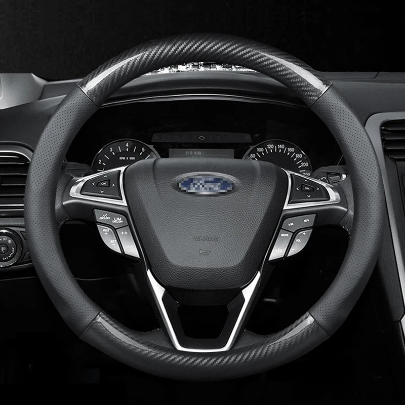 Крышка рулевого колеса автомобиля для Ford Focus 2 3 F150 Kuga беспроводной видеорегистратор Mondeo Fiesta Ranger Explorer Edge C-MAX крышка рулевого колеса из углеродного волокна