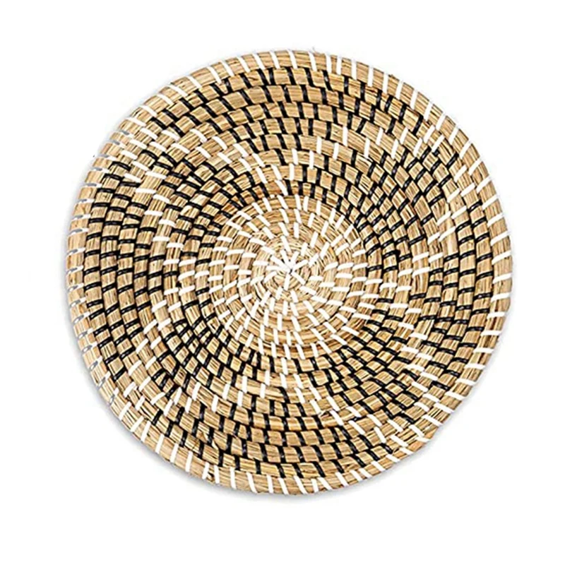 

Круглая соломенная плетеная корзина, настольный инструмент для хранения, креативное настенное украшение для спальни, кухни, гостиной