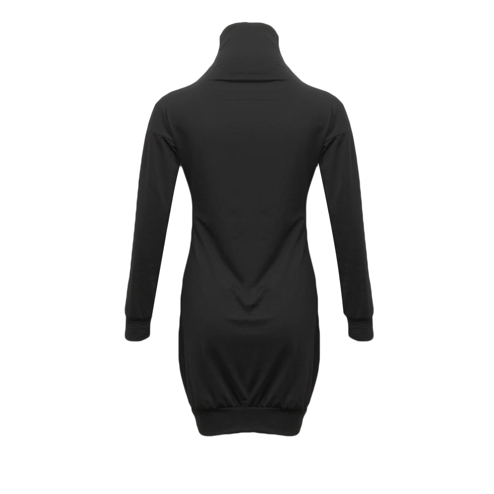 Vestido corto informal de algodón con manga larga para otoño e invierno, minivestido cálido con cuello de tortuga para mujer, color liso, gran oferta, 2021