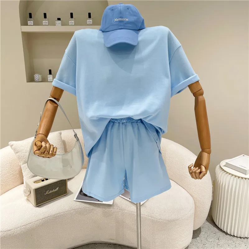 

NewWomen's clothing Spring Summer 2021 Fashion Versatile short sleeve T-shirt + loose shorts Set