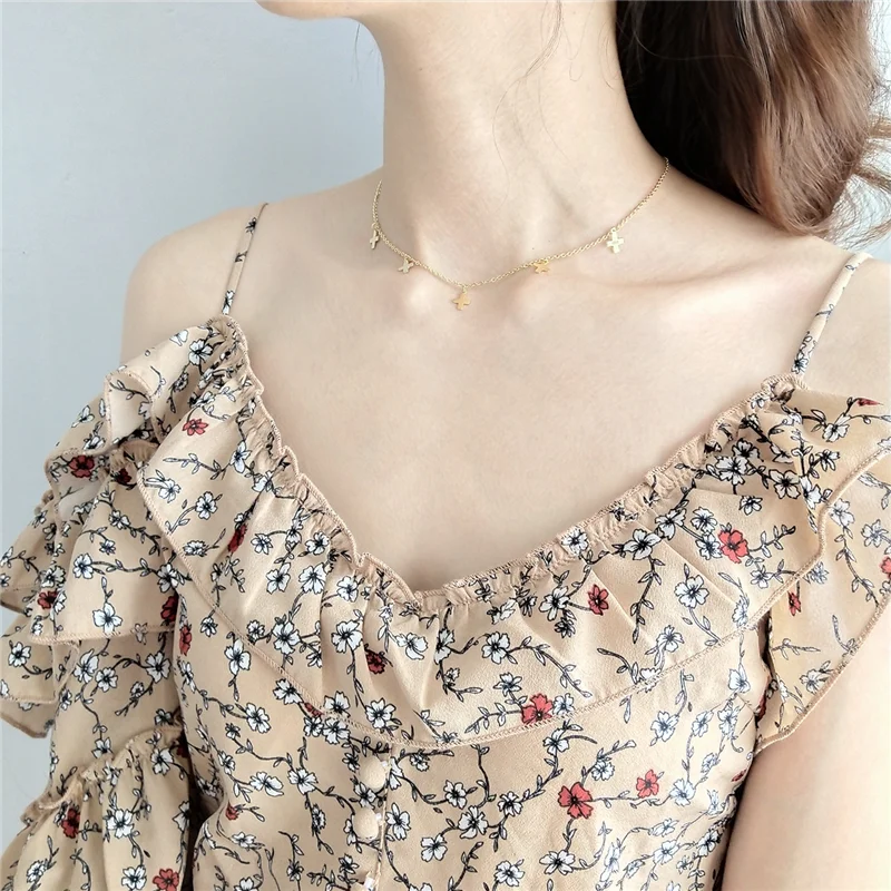 Женский минималистичный кулон в виде креста WANTME колье чокер из настоящего