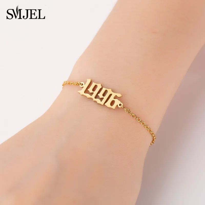 Женский и мужской браслет SMJEL из нержавеющей стали с цифрами от 80 до 2000 ювелирные