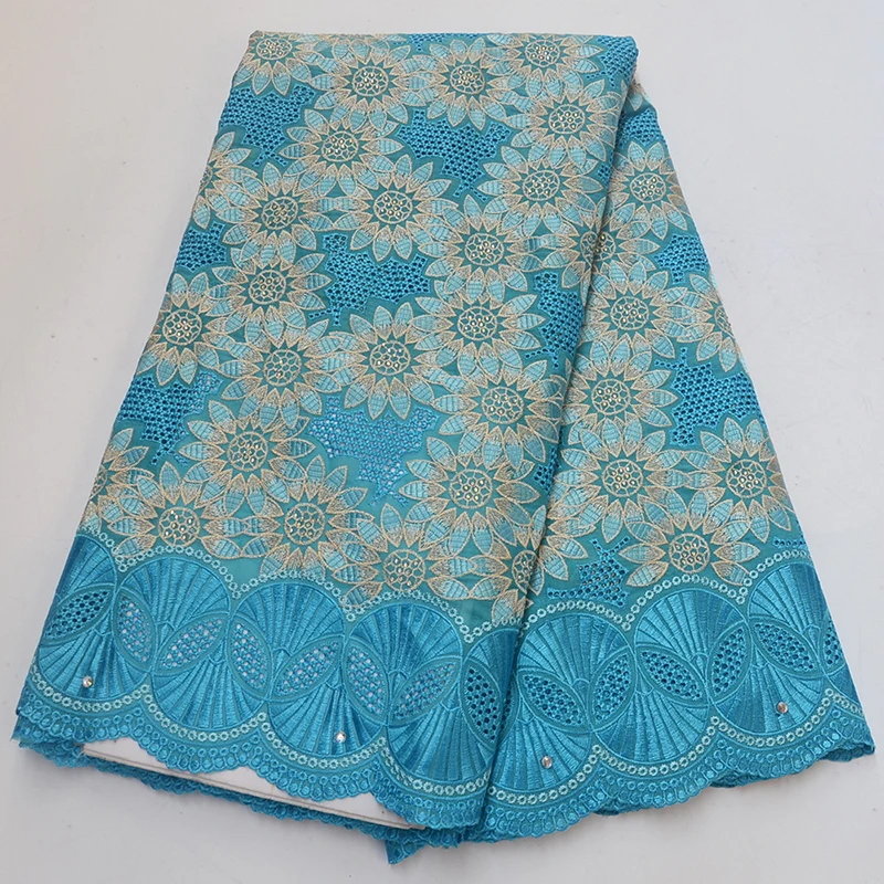 

Nigerian cotton lace fabric 2019 embroidered stones African dry lace high quality polish Swiss voile laces in Switzerland 5yards