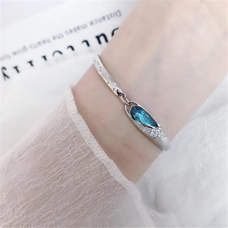 Женский браслет из серебра 925 пробы с австрийскими кристаллами|Гибкие и жесткие