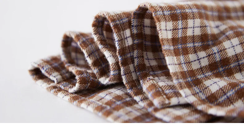 INMAN Winter New Arrival Literary Retro 100%Cotton Doll Collar Plaid Loose Long Sleeve Women Blouse