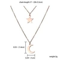 mode necklace womens star and moon silver color double layer chain gold long pendant choker